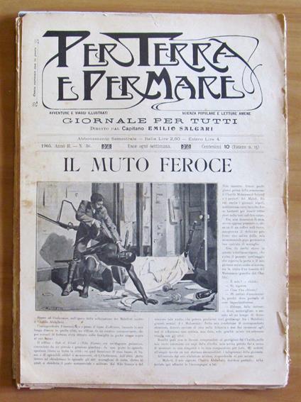 Giornale PER TERRA E PER MARE Diretto da SALGARI, 1905 N.36/52 - copertina