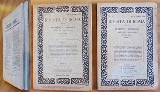 RIVISTA DI ROMA Anno XX - Vol. IX - 2 Volumi Gen-Feb, 1916 - Alberto Lumbroso - copertina