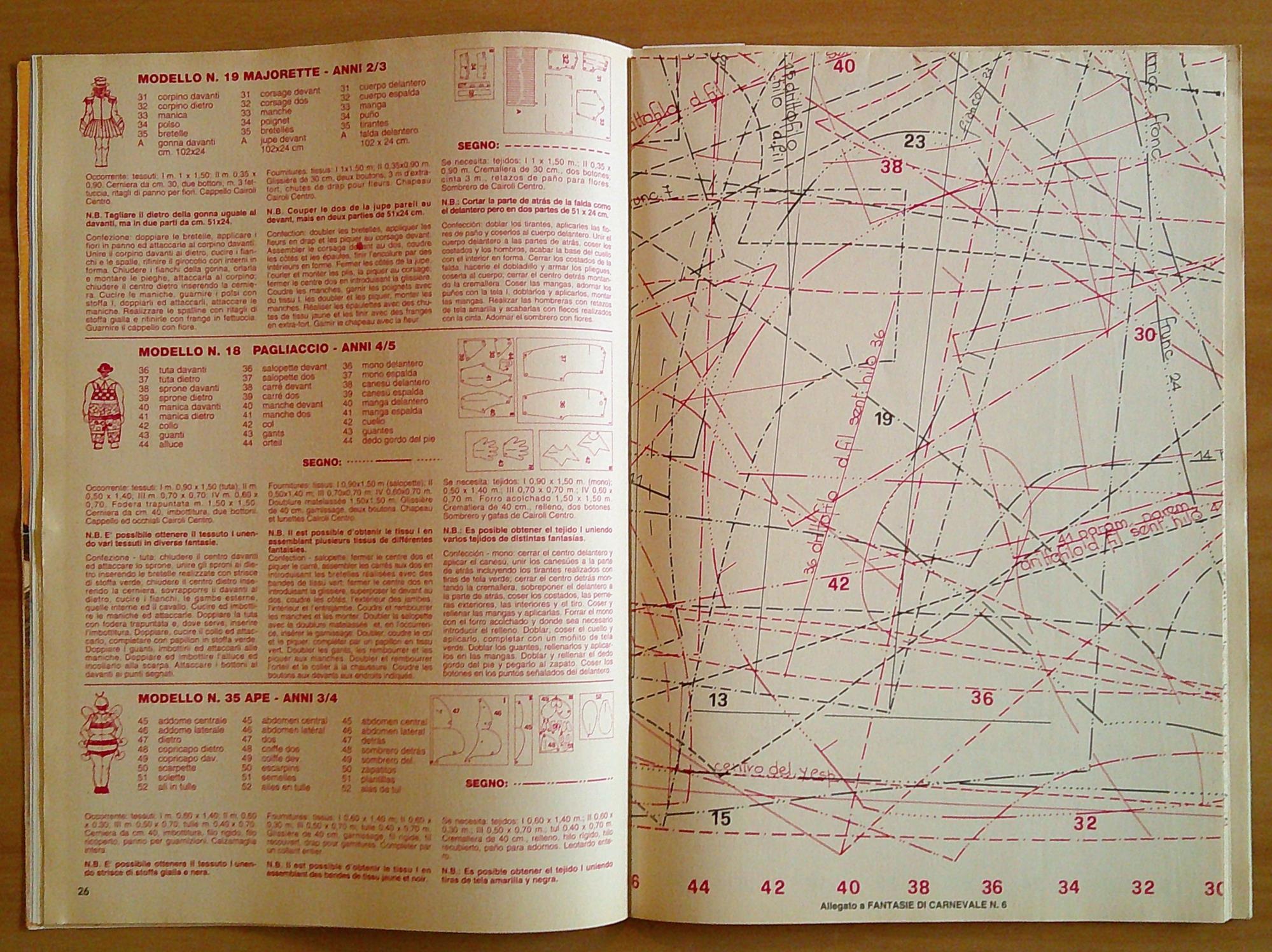 FANTASIE DI CARNEVALE - 50 Modelli tracciati da 2 a 7 anni - ITA+FRA+ESP