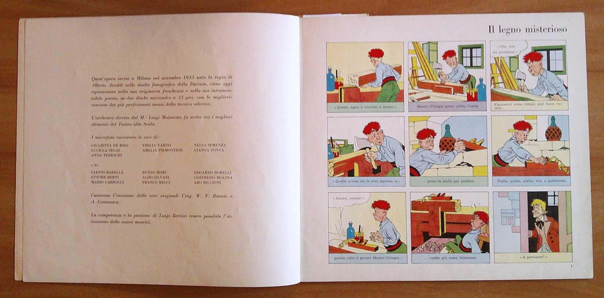 PINOCCHIO SU DISCHI DURIUM, 1960 Cofanetto con 2 Dischi + Libro - ill. PINOCHI