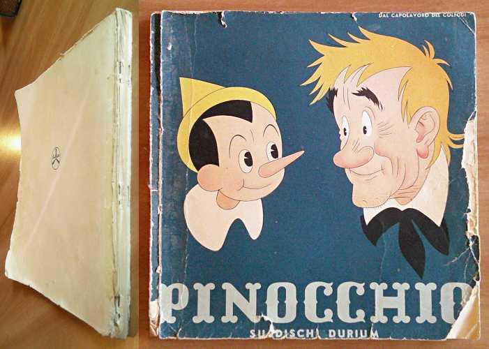 PINOCCHIO SU DISCHI DURIUM, 1950 ill. PINOCHI - Cofanetto con Libro e Dischi