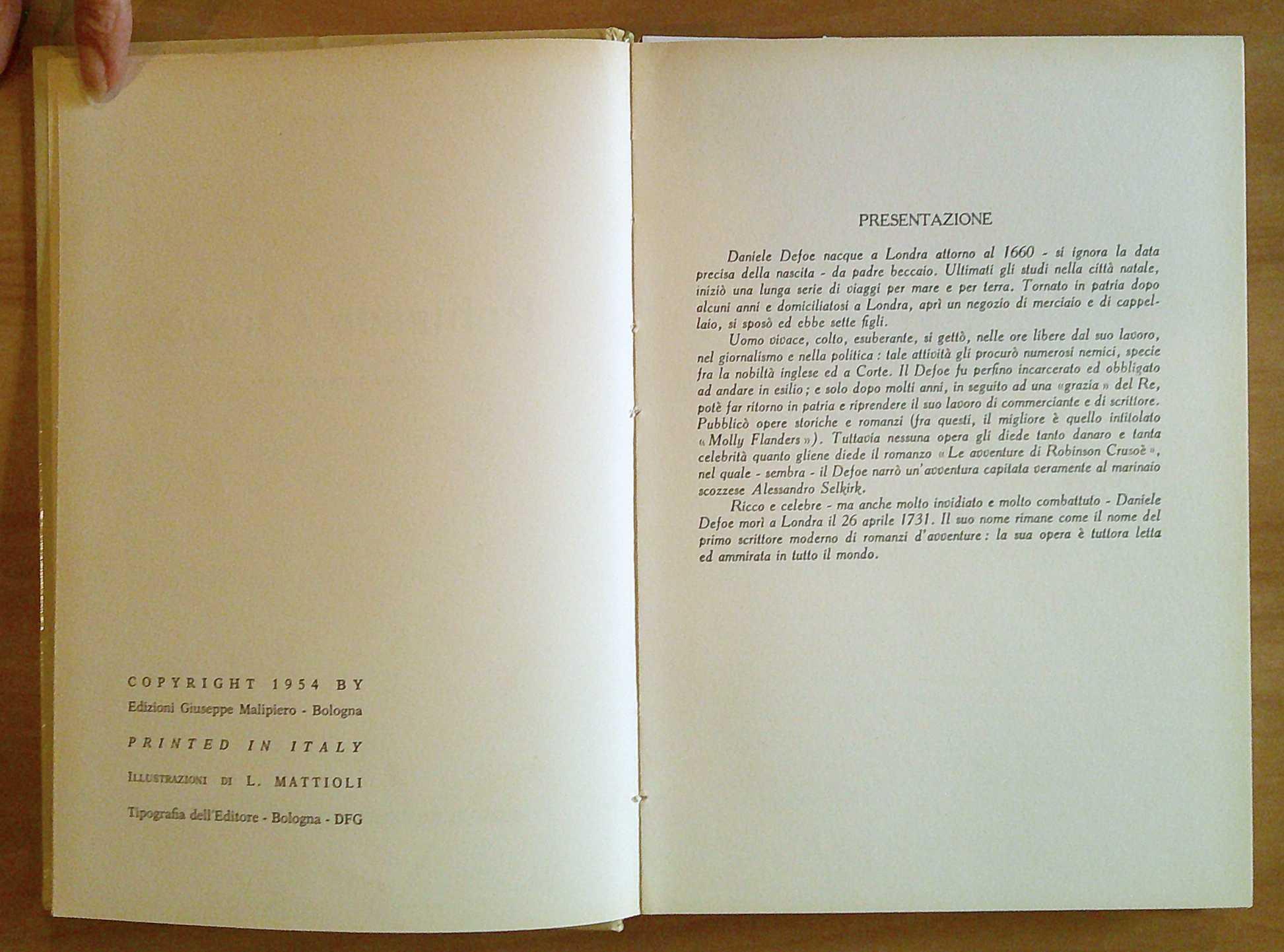 ROBINSON CRUSOE', 1954 - ill. MATTIOLI