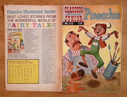 Classics Illustrated Junior PINOCCHIO N.513, 1967 - copertina