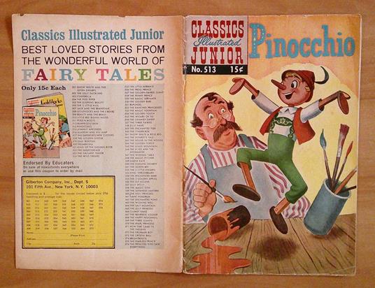 Classics Illustrated Junior PINOCCHIO N.513, 1967 - copertina