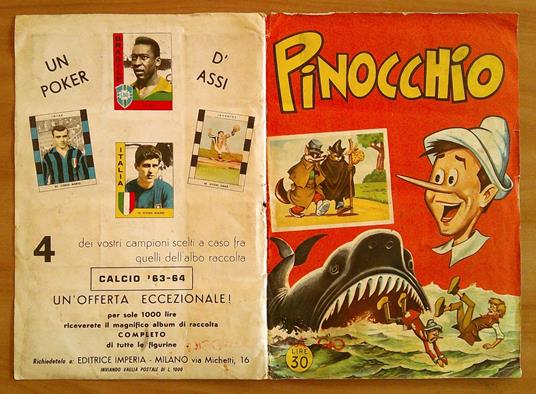 Album Figurine PINOCCHIO, 1963 ca. - ill. AGNELLO - COMPLETO - copertina