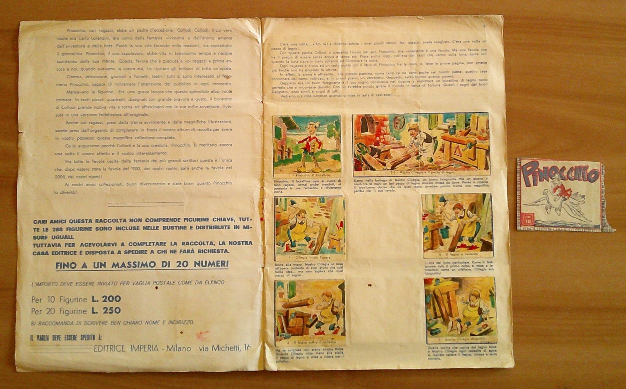 Album Figurine PINOCCHIO, 1963 ca. - ill. AGNELLO - COMPLETO