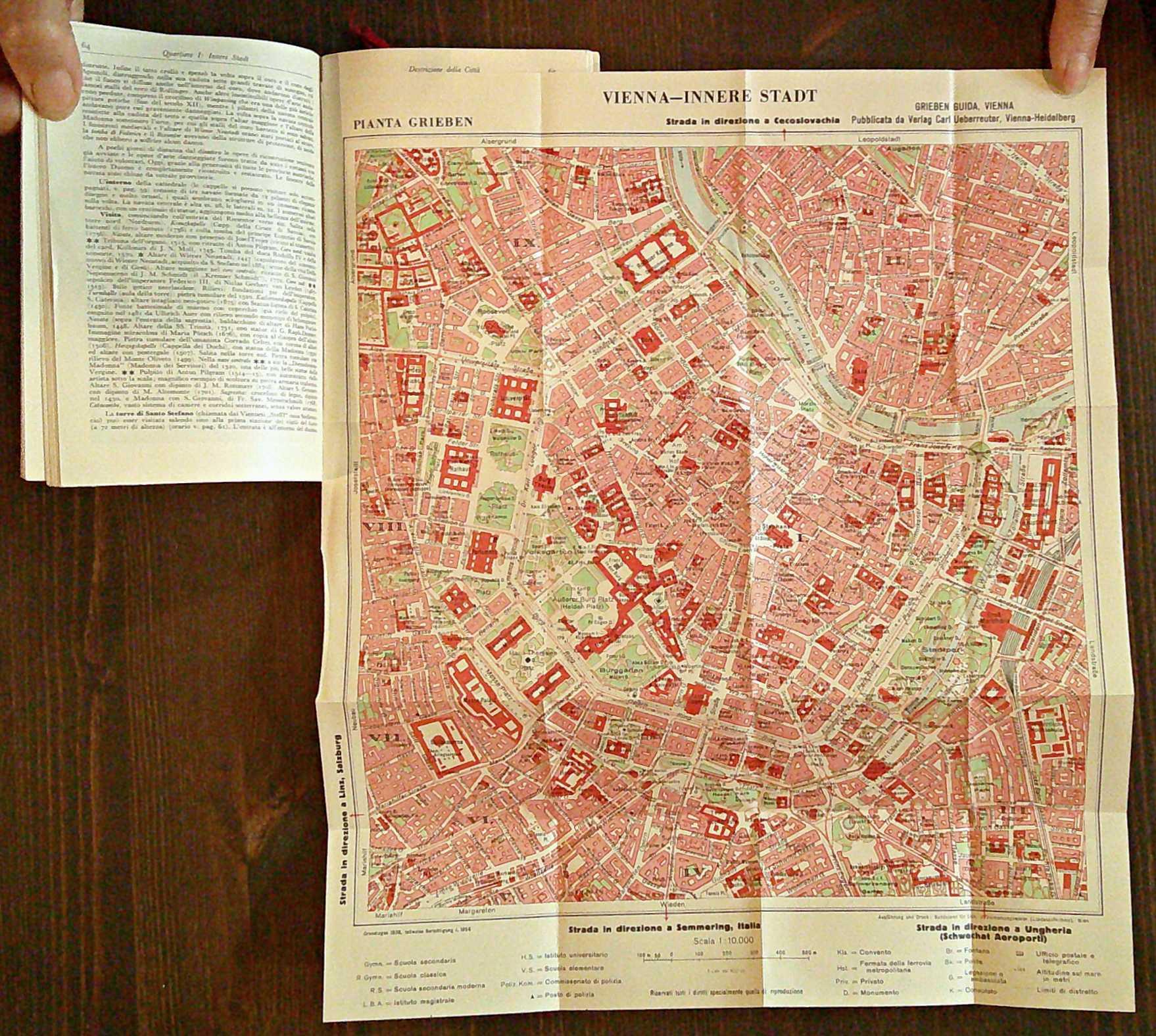 VIENNA E DINTORNI - Guide Grieben, 1956 con 2 grandi Cartine