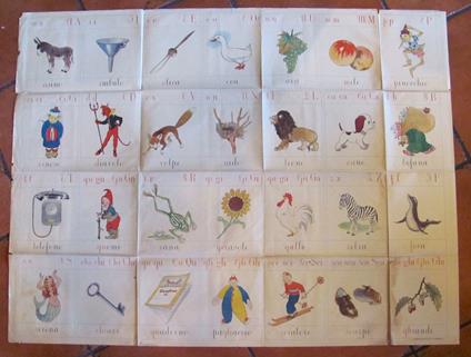 Manifesto Scolastico ABBECEDARIO, anni '40 - 107x82 con PINOCCHIO - copertina