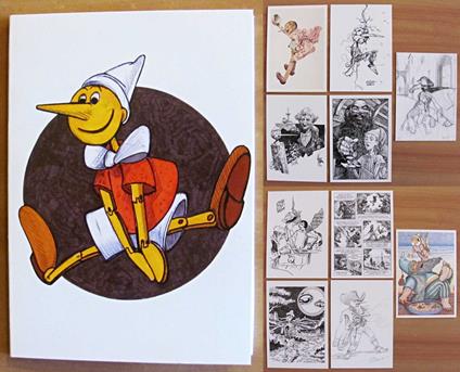 Serie Completa in Folder originale di 10 cartoline ILLUSTRATORI PER PINOCCHIO - Tiratura Limitata, 2011 - copertina