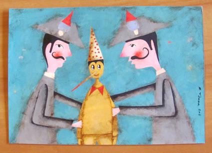 PINOCCHIO con i GENDARMI - Opera Originale Acrilico e China di MAURIZIO TORNESE - copertina