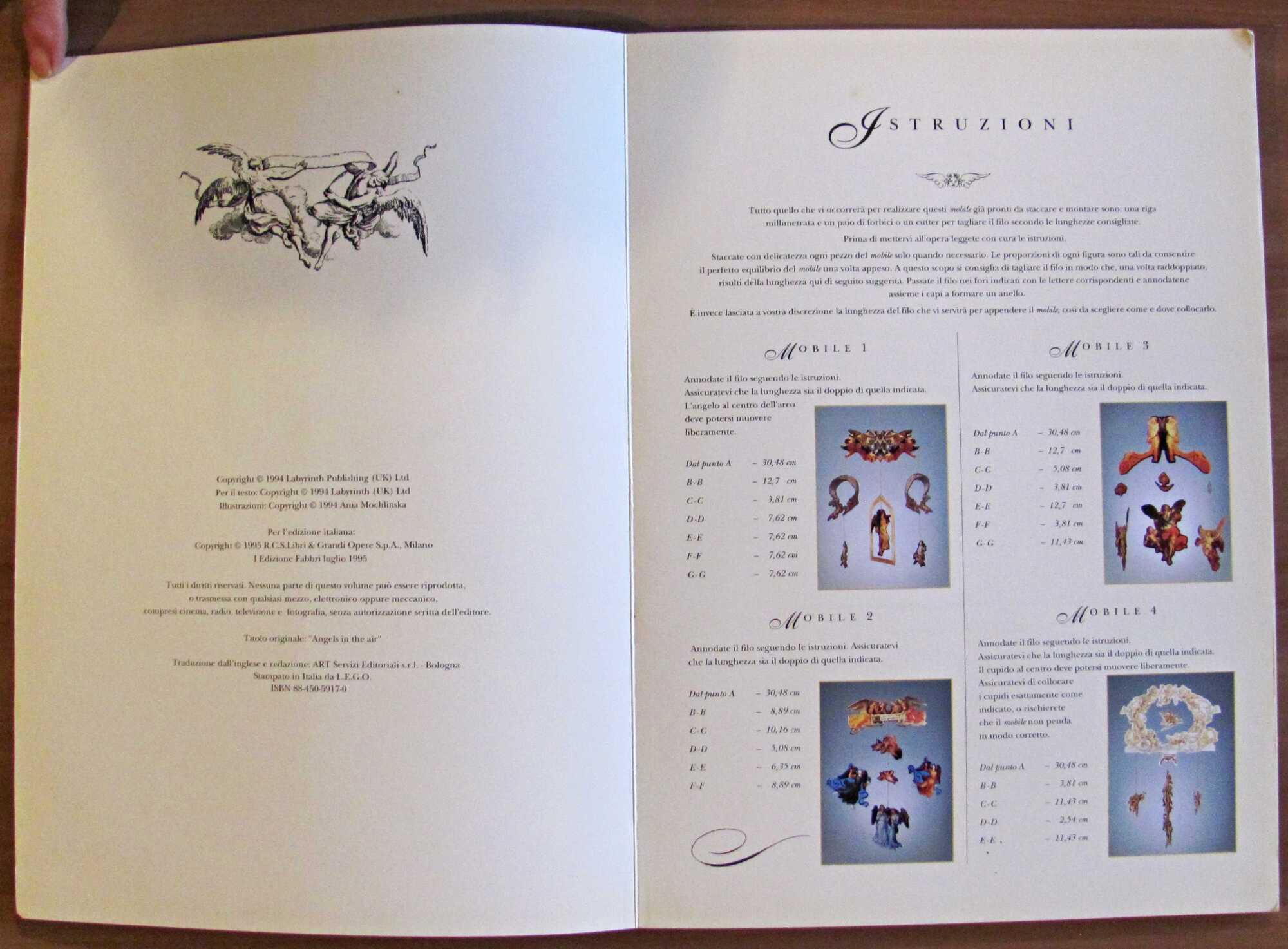 ANGELI IN VOLO - Un Libro di Mobiles con tavole preintagliate, I ed. 1995