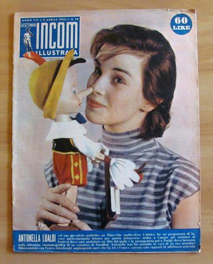 La Settimana INCOM Illustrata N.14, 1954 - ANTONELLA LUALDI preferisce PINOCCHIO - copertina