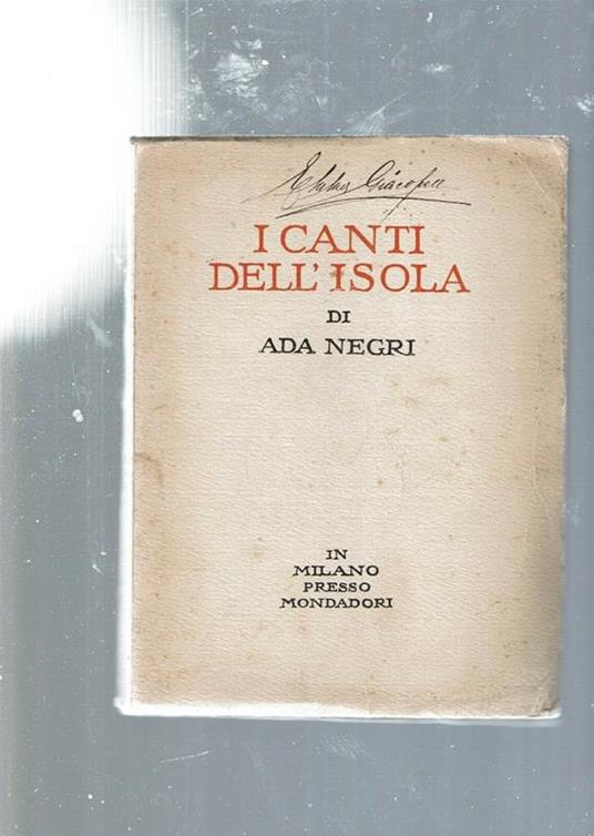 I Canti Dell'isola  - Ada Negri - copertina