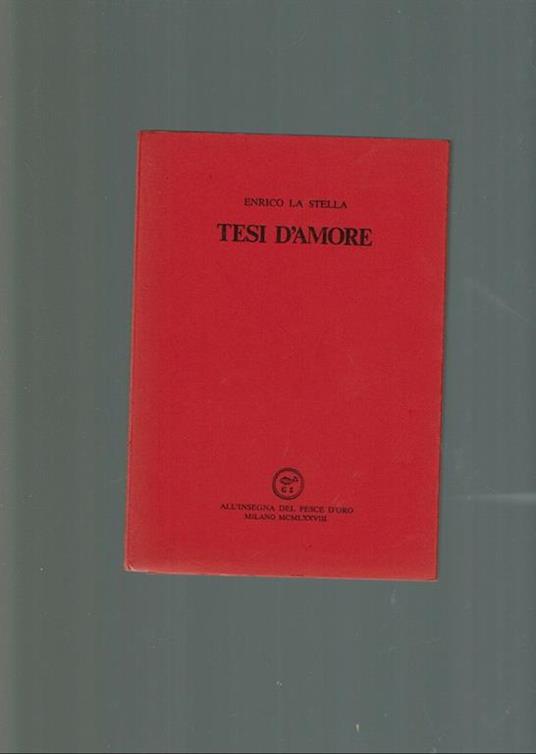 Tesi D'amore  - Enrico La Stella - copertina