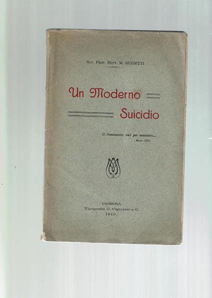 Un Moderno Suicidio (Alcoolismo) - M. Guidetti - copertina