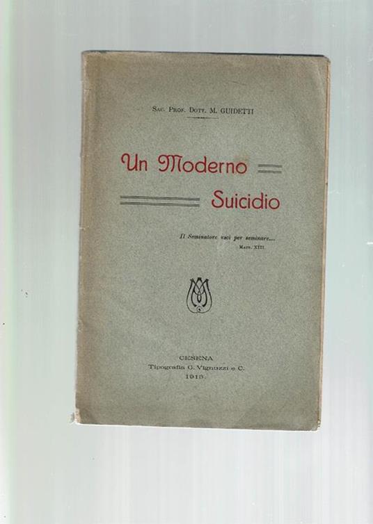 Un Moderno Suicidio (Alcoolismo) - M. Guidetti - copertina