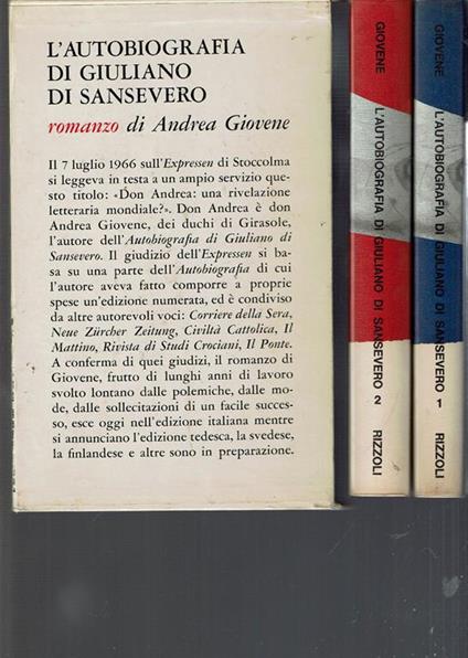 L' Autobiografia Di Giuliano Sansevero 2 Vol - copertina