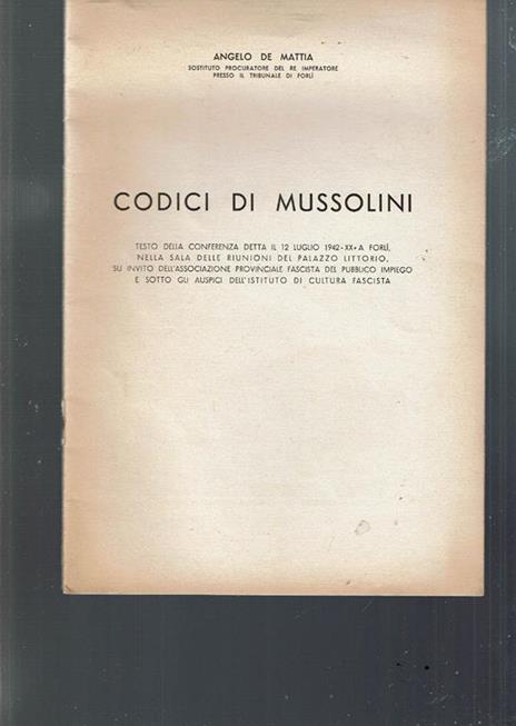 Codici Di Mussolini - 2