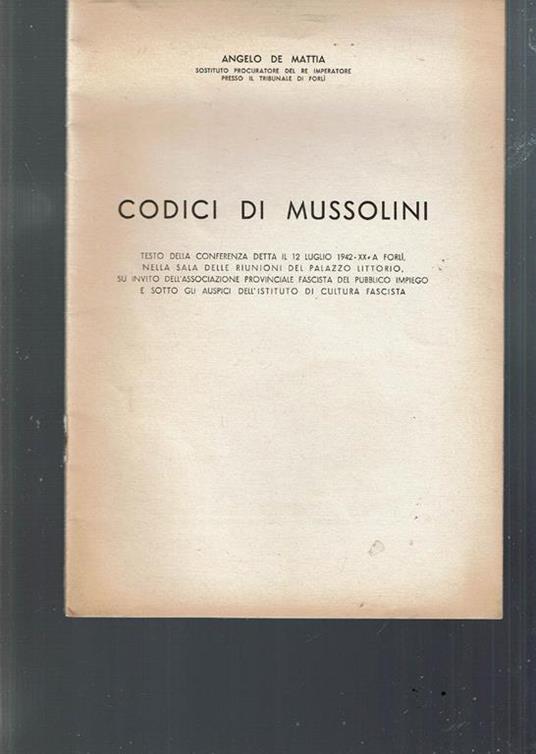 Codici Di Mussolini - 2