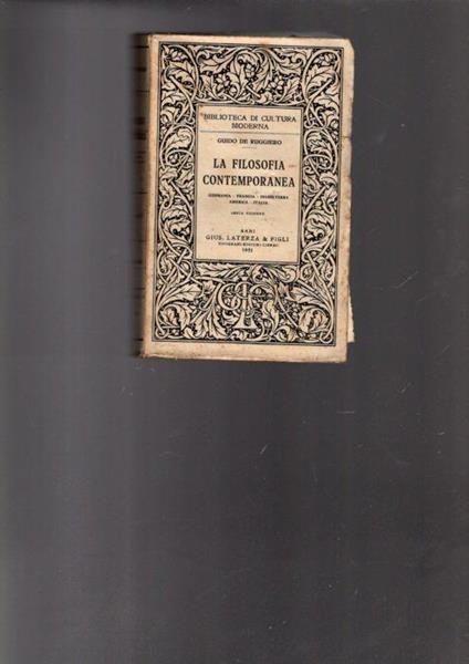 La Filosofia Contemporanea - Guido De Ruggiero - copertina