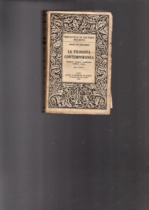 La Filosofia Contemporanea - Guido De Ruggiero - copertina