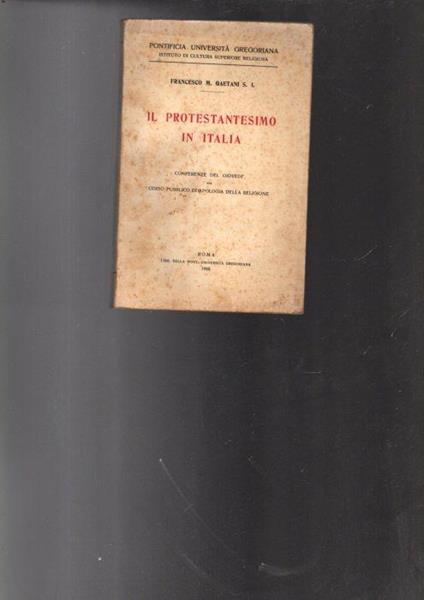 Il Protestantesimo In Italia - copertina