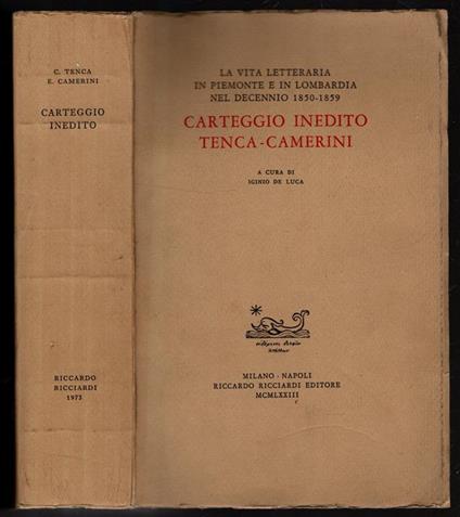 Carteggio Inedito Tenca-Camerini - copertina