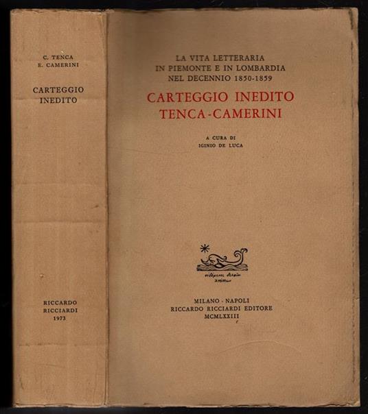 Carteggio Inedito Tenca-Camerini - copertina