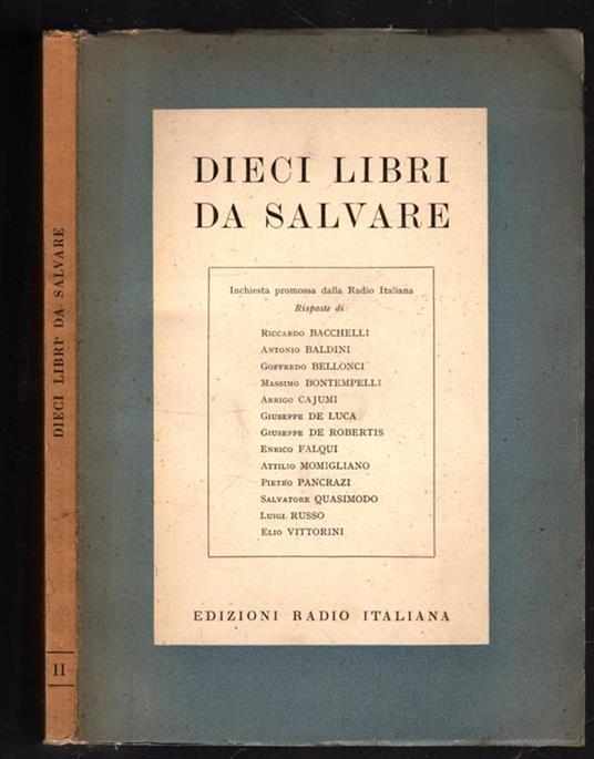 Dieci libri Da Salvare - Autori Vari - Ed. ERI Edizioni Radio Italiana torino 1949 - Arrigo Cajumi - copertina
