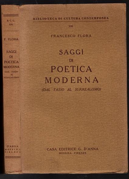 Saggi Di Poetica Moderna (Dal Tasso Al Surrealismo) - Francesco Flora - copertina