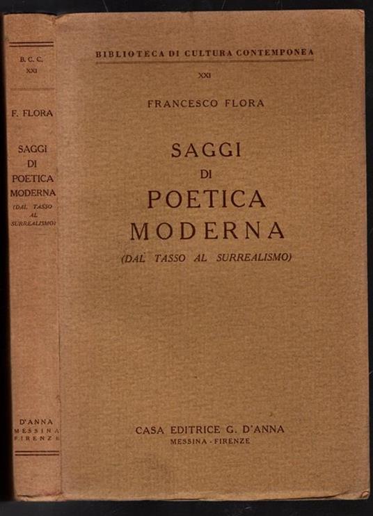 Saggi Di Poetica Moderna (Dal Tasso Al Surrealismo) - Francesco Flora - copertina