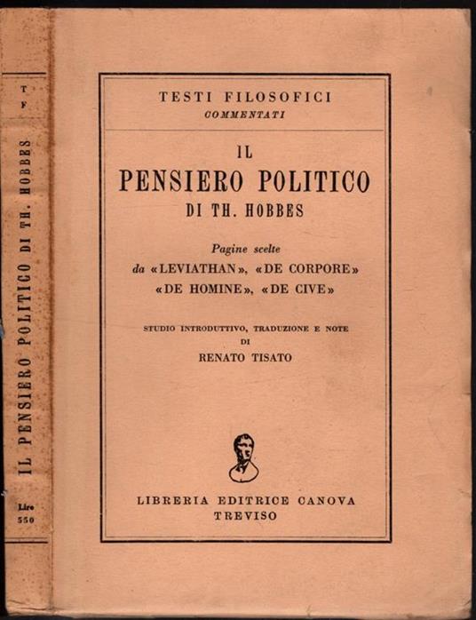 Renato Tisato - Il Pensiero Politico Di Th. Hobbes 1957 - Renato Tisato - copertina