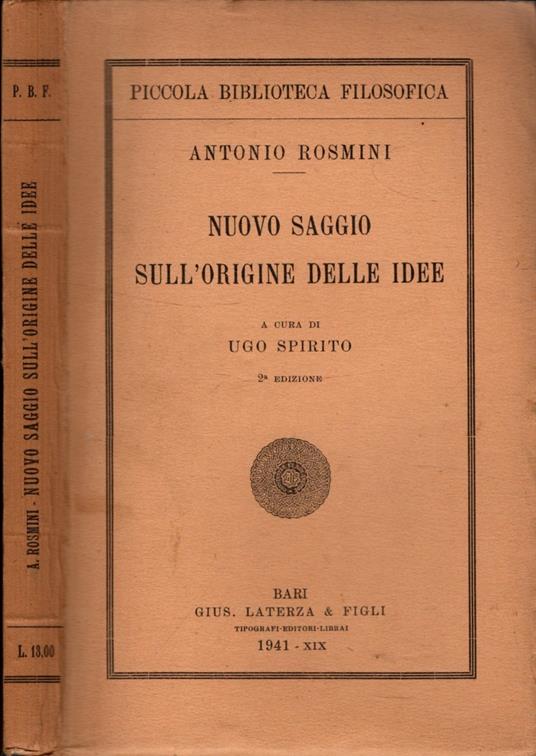 Il nuovo saggio sull\'origine delle idee - Antonio Rosmini - copertina