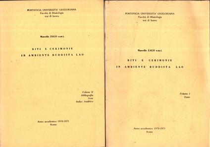 Riti E Cerimonie In Ambiente Buddista Lao 2 Vol - copertina