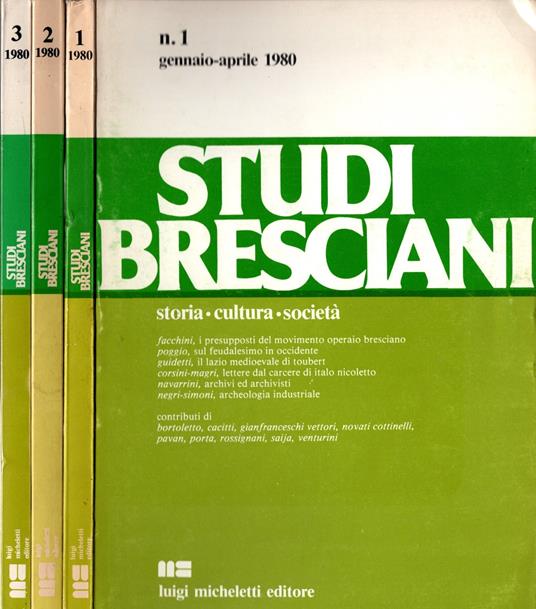 Studi bresciani anno 1980 3 vol - copertina