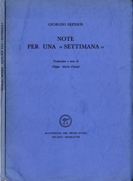 Note per una settimana - Giorgio Seferis - copertina