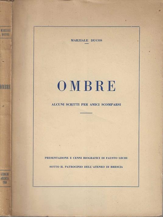 Ombre Alcuni scritti per amici scomparsi - copertina