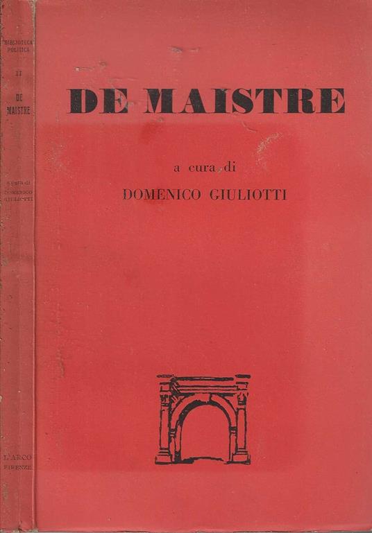 De Maistre di Domenico Giuliotti - copertina