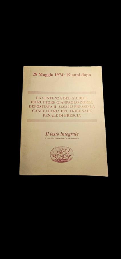 28 maggio 1974: 19 anni dopo (La sentenza del giudice) - copertina