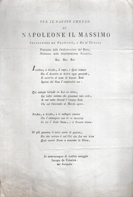 Sonetto Dedicato A Napoleone Il Massimo - copertina