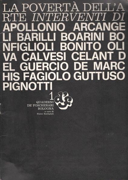 La povertà dell'arte - Quaderni De' Foscherari 1968 - copertina