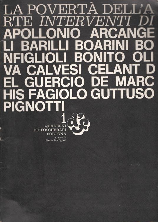 La povertà dell'arte - Quaderni De' Foscherari 1968 - copertina