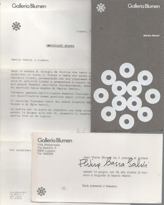 Marino Marini, incisioni e litografie - copertina