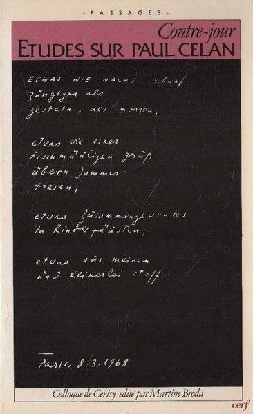 Contre-jour. Etudes sur Paul Celan - copertina