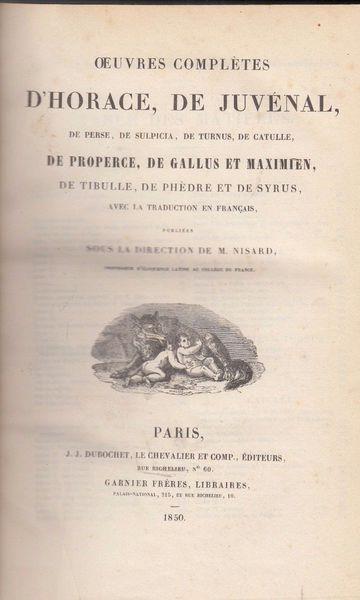 D'Horace, De Juvenal, De Perse, De Sulpicia, De Turnus, De Catulle, De Properce, De Gallus Et Maximien, De Tibulle, De Phedre Et De Syrus - copertina