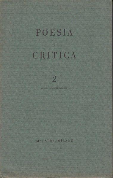 Poesia e critica, 2. Rivista quadrimestrale - copertina