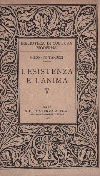 L' esistenza e l'anima - Tarozzi - copertina