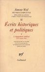 Simone Weils. Tomo II, Vol I: éscrits historiques et politiques