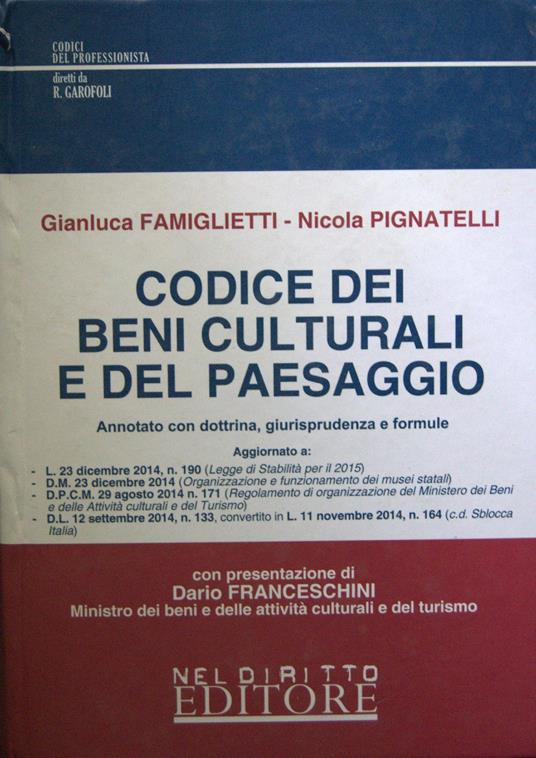 Codice ddei beni culturali e del paesaggio - copertina