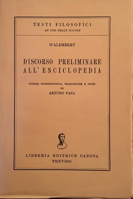 Discorso preliminare all'enciclopedia - Jean-Baptiste d' Alembert - copertina